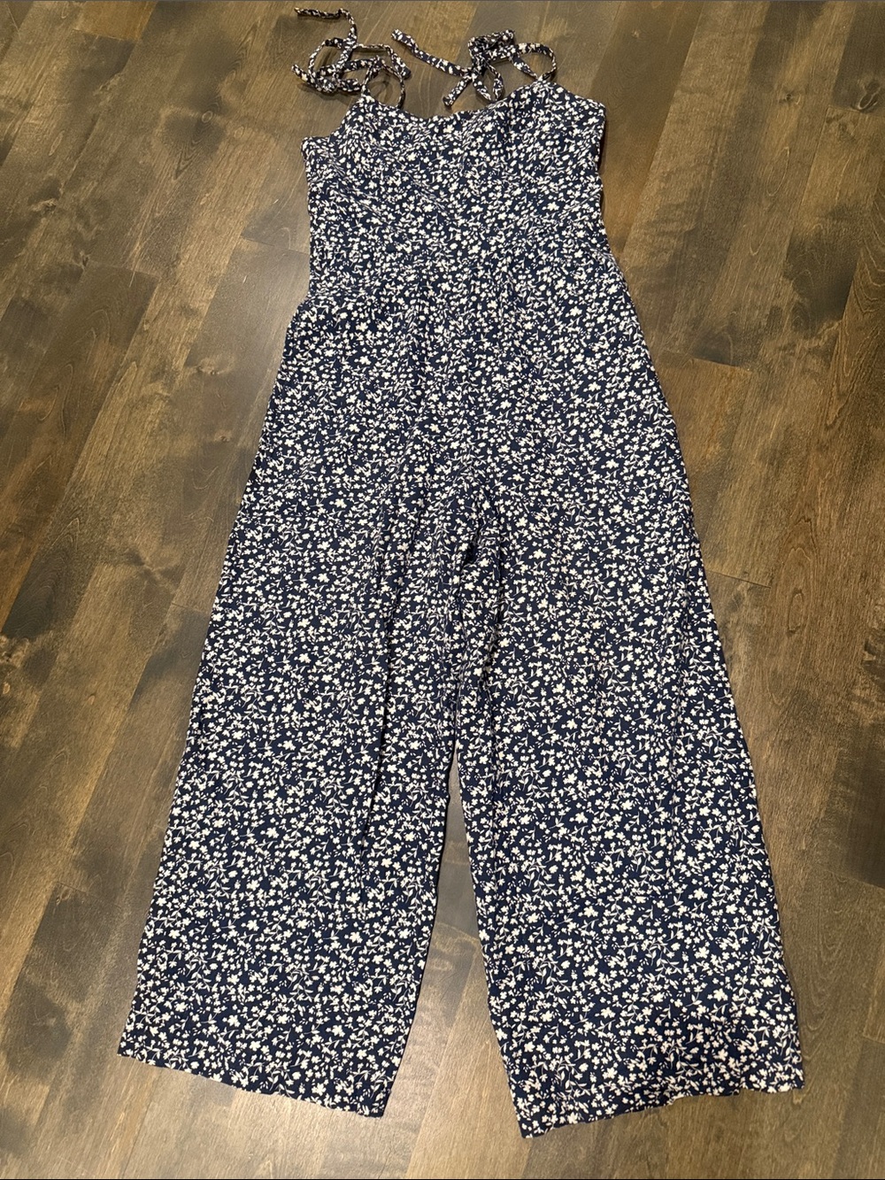 Navy Floral Wide-Leg Jumpsuit